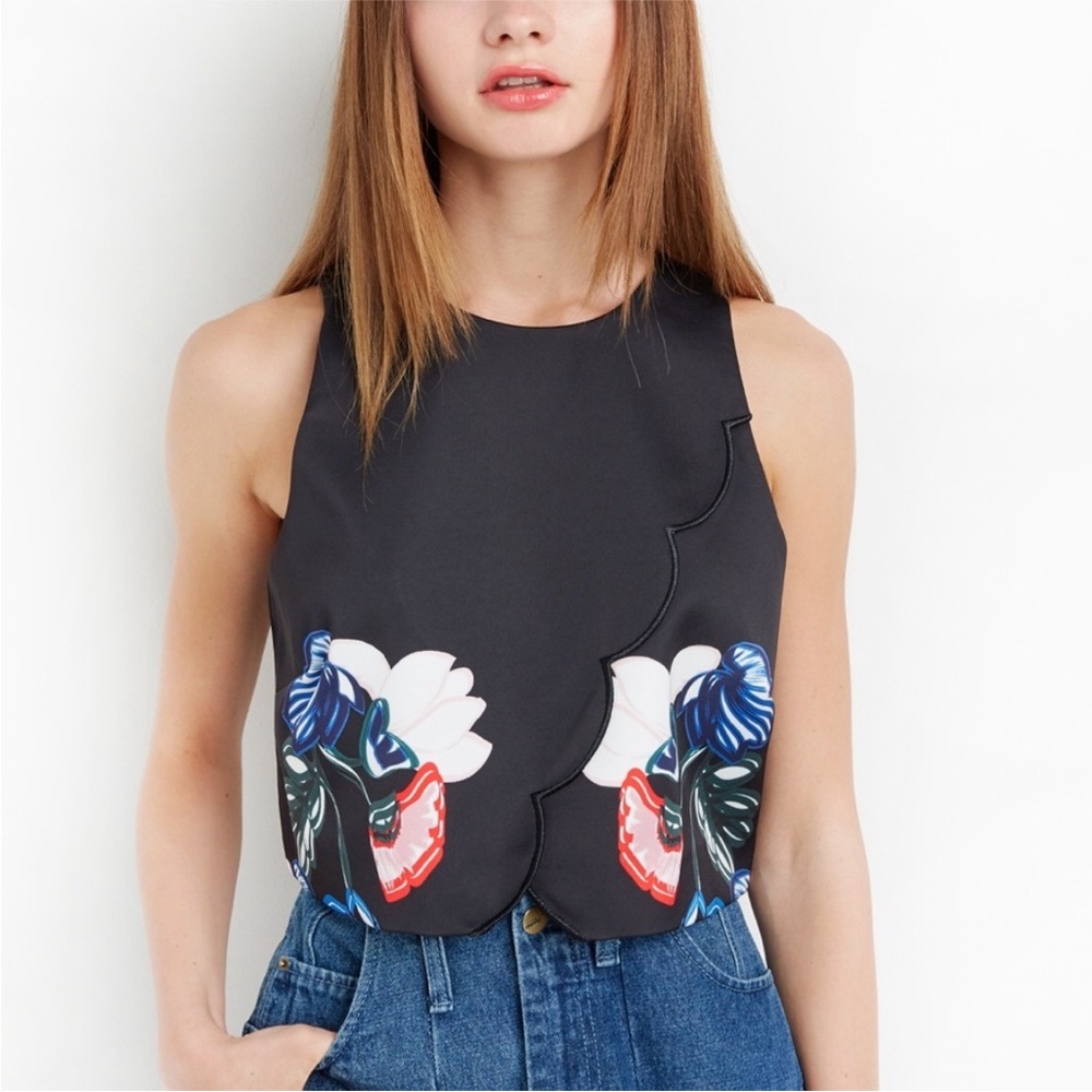 Keepsake The Other Side Floral Scalloped Crop Top
